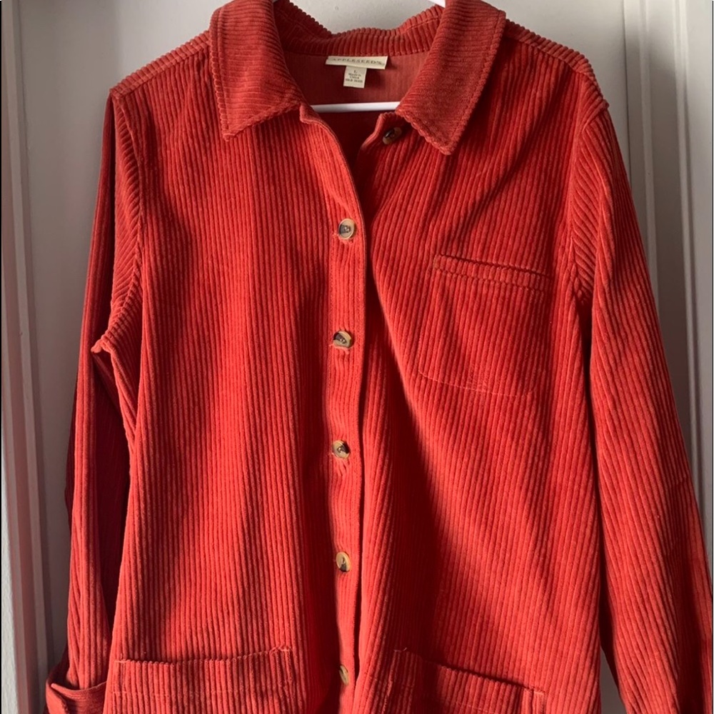 Orange corduroy button-up